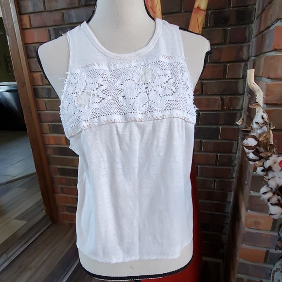 Free People White Lace Tank Top - Picture 2 of 8
